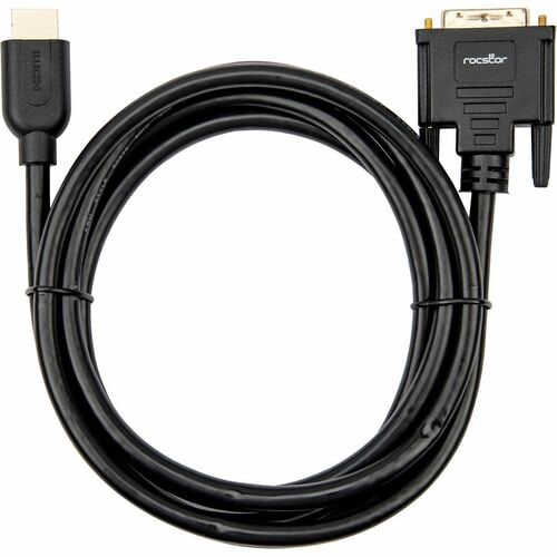 Rocstor Premium HDMI to DVI-D Cable - M/M - 6 ft - 1 x DVI-D Male - 1 x Male HDMI - Gold-plated Contacts - Black - 6 ft (2