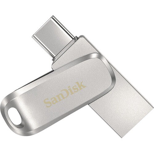 SanDisk Ultra Dual Drive Luxe 512 GB USB Type C, USB Type A Flash Drive - Stainless Steel - 150 MB/s Read Speed - 1 / Piece