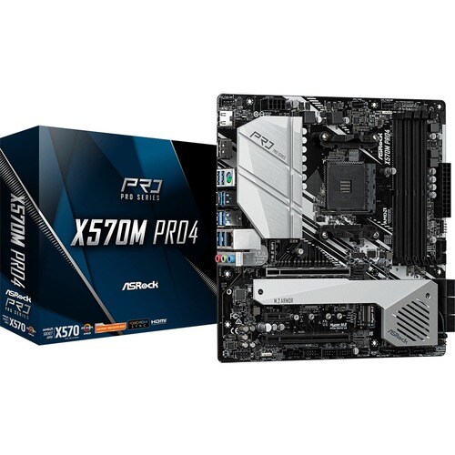 ASRock X570M Pro4 Desktop Motherboard - AMD Chipset - Socket AM4 - Micro ATX - 128 GB DDR4 SDRAM Maximum RAM - DIMM, UDIMM