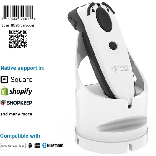 Socket Mobile DuraScan® D740, Universal Barcode Scanner, White & Charging Dock - Wireless Connectivity - 19.50" Scan Dista