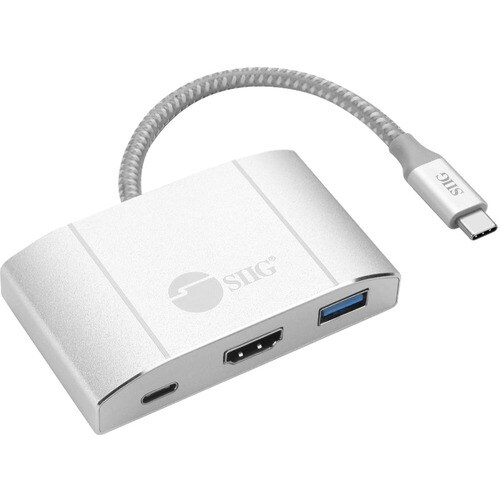 SIIG USB 3.1 Type-C Hub with HDMI & PD Charging Adapter - 4K Ready - for Notebook - 85 W - USB Type C - 4 x USB Ports - US