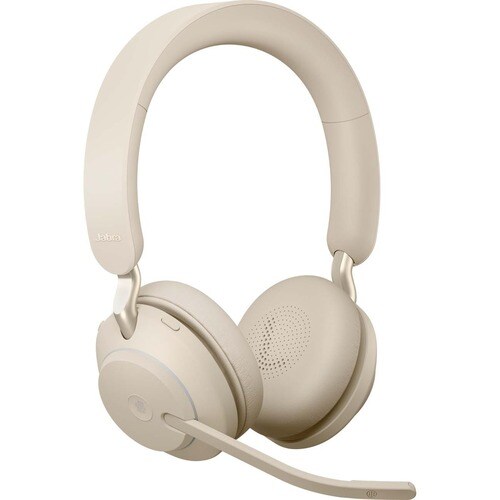 Jabra Evolve2 65 Wireless Over-the-head Stereo Headset - Beige - Binaural - Supra-aural - Bluetooth - USB Type C
