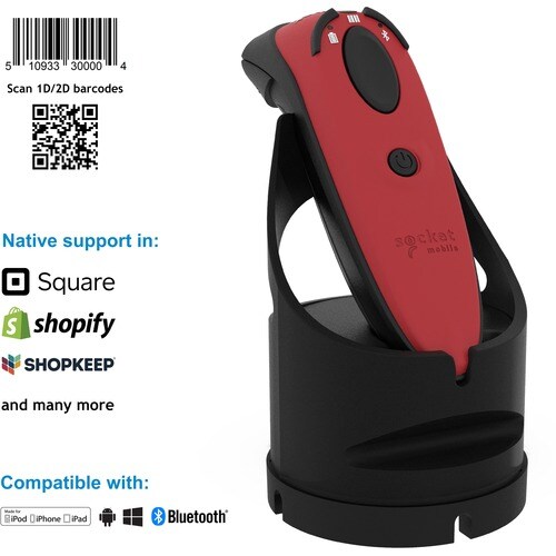 Socket Mobile DuraScan D740 Handheld Barcode Scanner - Wireless Connectivity - Red - 495.30 mm Scan Distance - 1D, 2D - La