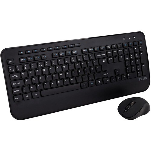 V7 CKW300UK Keyboard & Mouse - Wireless RF 2.40 GHz - English (UK) - Black Wireless RF - 1600 dpi - 6 Button - Scroll Whee