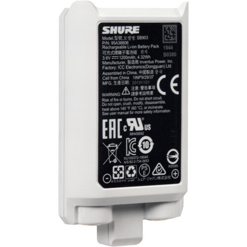 Shure Lithium-ion battery for SLX-D Wireless Transmitters - For Transmitter, Digital Wireless System - Battery Rechargeabl