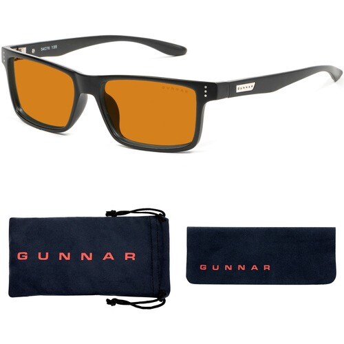GUNNAR Gaming & Computer Glasses - Vertex, Onyx, Amber Max Tint - Onyx Frame/Amber Max Lens