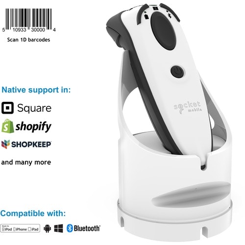 Socket Mobile DuraScan D730 Handheld Barcode Scanner - Wireless Connectivity - White - 4.57 m Scan Distance - 1D - Laser