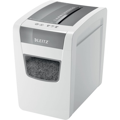 Leitz IQ Slim Paper Shredder - Continuous Shredder - Cross Cut - 10 Per Pass - for shredding Paper - 4 mm x 28 mm Shred Si
