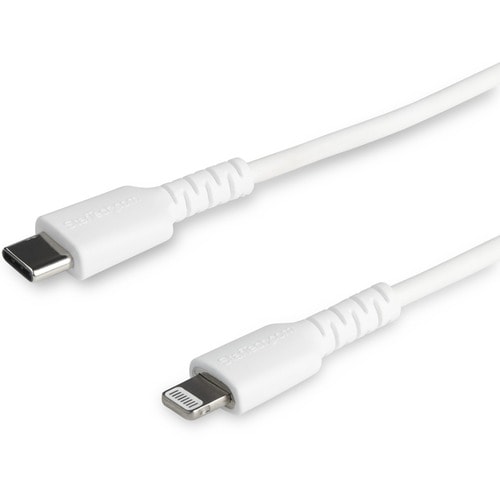 StarTech.com 6 foot/2m Durable White USB-C to Lightning Cable, Rugged Heavy Duty Charging/Sync Cable for Apple iPhone/iPad