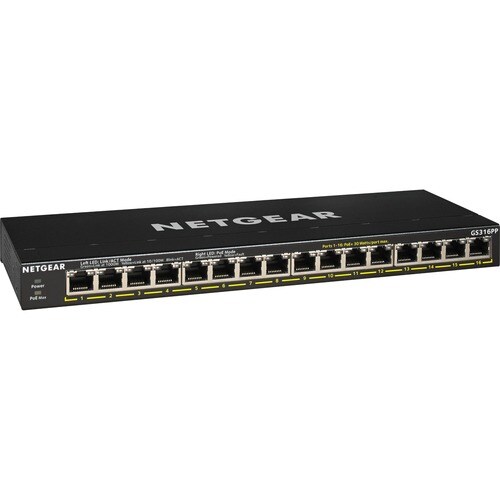 Netgear 300 GS316PP 16 Ports Ethernet Switch - 2 Layer Supported - Twisted Pair - Desktop, Wall Mountable, Rack-mountable