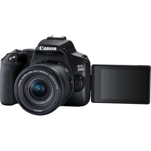 Canon EOS 250D 24.1 Megapixel Digital SLR Camera with Lens - 18 mm - 55 mm - Black - Autofocus - 7.6 cm (3") Touchscreen L