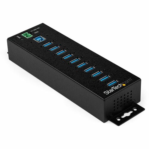 StarTech.com 10 Port USB Hub w/ Power Adapter - Metal Industrial USB 3.0 Data Hub - Din Rail, Wall & Desk Mount USB 3.2 Ge