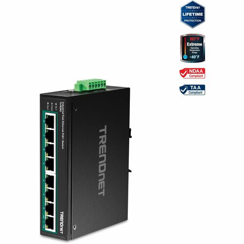 TRENDnet TI-PE80 8 Ports Ethernet Switch - Fast Ethernet - 100Base-X - New - TAA Compliant - 2 Layer Supported - Twisted P