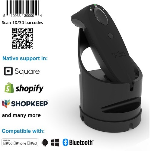 Socket Mobile SocketScan® S740, Universal Barcode Scanner, Black & Black Dock - Wireless Connectivity - 19.50" (495.30 mm)