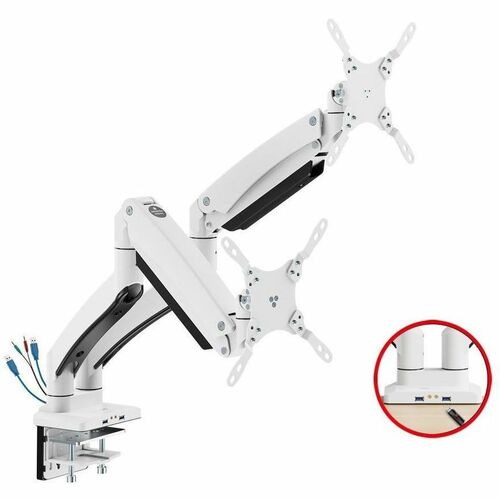 SIIG Dual Monitor Aluminum Heavy Duty Desk Mount with USB and Audio Ports - 17" to 43" - VESA 75x75, 100x100, 200x200
