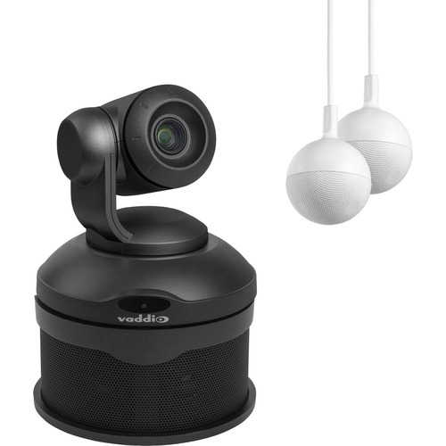 Vaddio ConferenceSHOT AV HD Conference Room System - PTZ Camera, Speaker, and Two CeilingMIC Microphones - Black - Black