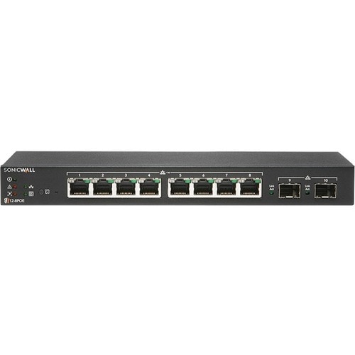 SonicWall Switch SWS12-8POE - 10 Ports - Manageable - TAA Compliant - 2 Layer Supported - Modular - 2 SFP Slots - 73.30 W 