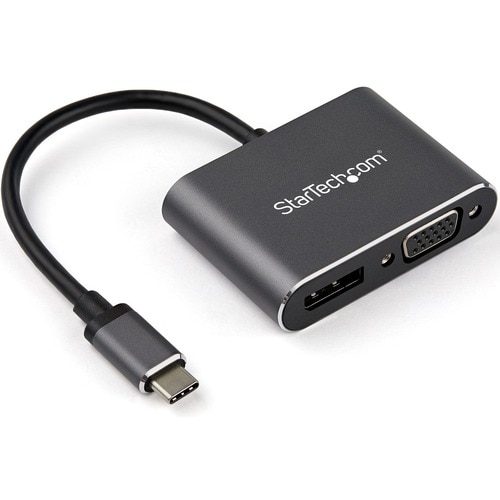 StarTech.com USB C Multiport Video Adapter - USB-C to 4K 60Hz DisplayPort 1.2 HBR2 HDR or 1080p VGA Monitor Adapter - USB 