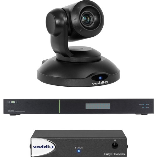 Vaddio EasyIP 10 Base Kit - Includes EasyIP PTZ Camera, EasyIP Decoder, and Luxul Network Switch - Black