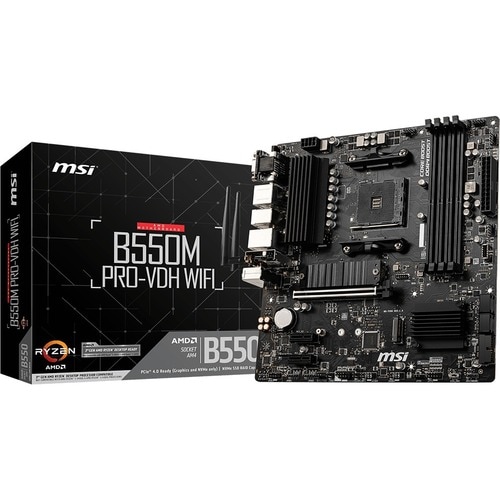 MSI B550M PRO-VDH WIFI Desktop Motherboard - AMD B550 Chipset - Socket AM4 - Micro ATX - 128 GB DDR4 SDRAM Maximum RAM - D