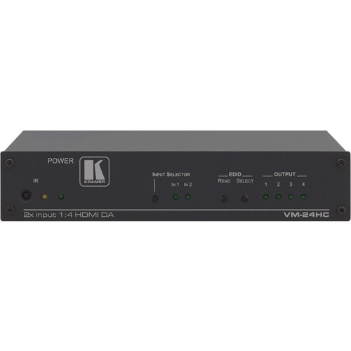 Kramer VM-24HC Audio/Video Switchbox - Cable - 2 Input Device - 4 Display - TV - 2 x HDMI In - 4 x HDMI Out - Rack-mountab