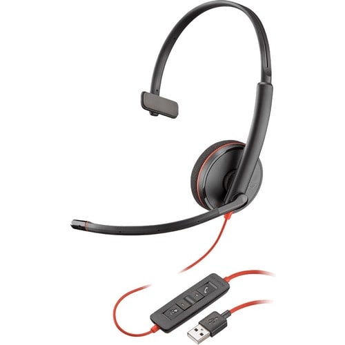 Poly Blackwire 3210 Headset - Mono - USB Type A - Wired - 20 Hz to 20 kHz - Over-the-head - Monaural - Supra-aural - Noise