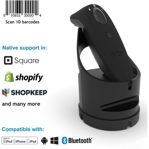 Socket Mobile SocketScan S700 Handheld Barcode Scanner - Kabellos Konnektivität - Schwarz - 340,11 mm Scan Distance - 1D -