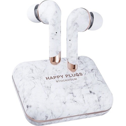 Happy Plugs Air 1 Plus True Wireless Earbud Stereo Earset - White Marble - Binaural - In-ear - 3048 cm - Bluetooth - 16 Oh