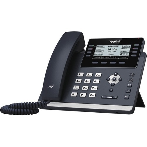 Yealink SIP-T43U IP Phone - Corded - Corded - Wall Mountable - Classic Gray - 12 x Total Line - VoIP - 2 x Network (RJ-45)