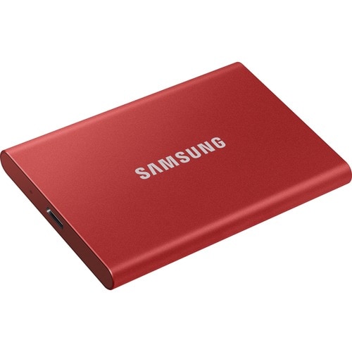 Samsung T7 MU-PC500H/WW 500 GB Portable Solid State Drive - External - PCI Express NVMe - Metallic Red - Gaming Console, D