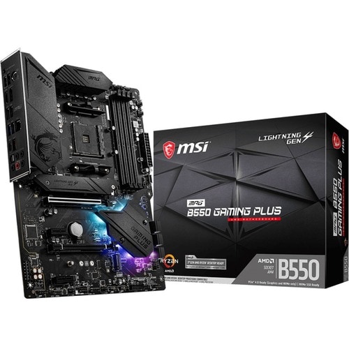 MSI MPG B550 GAMING PLUS Desktop Motherboard - AMD B550 Chipset - Socket AM4 - ATX - 128 GB DDR4 SDRAM Maximum RAM - DIMM,