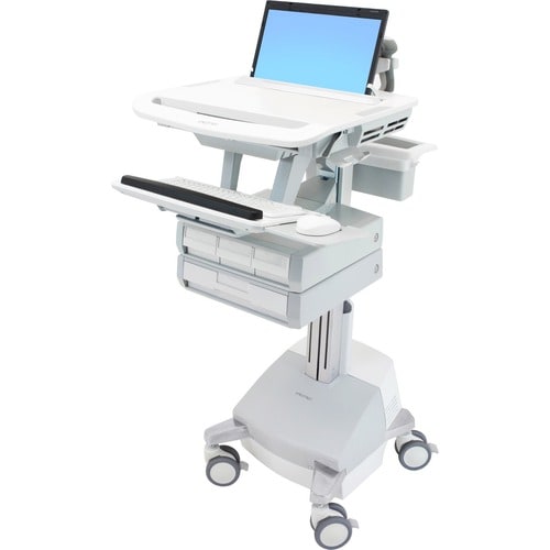 Ergotron StyleView Medical Cart - 4 Drawer - 9.53 kg Load Capacity - 4 Casters - Aluminium - White, Grey