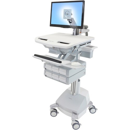Ergotron StyleView Medical Cart - 6 Drawer - 16.78 kg Load Capacity - 4 Casters - Aluminium - White, Grey