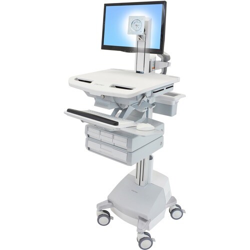 Ergotron StyleView Medical Cart - 4 Drawer - 17.24 kg Load Capacity - 4 Casters - Aluminium - White, Grey