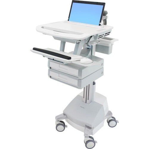 Ergotron StyleView Laptop Cart - 2 Drawer - 9.98 kg Capacity - 4 Casters - Aluminium