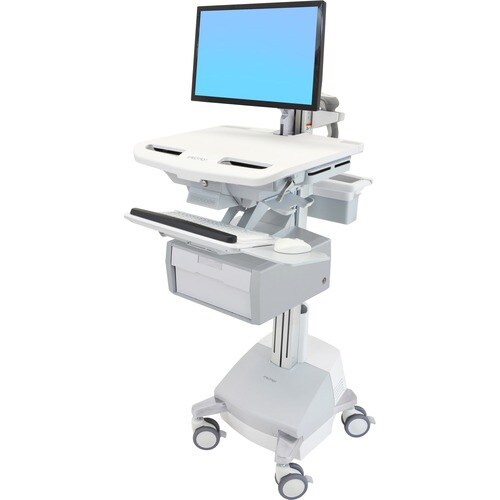 Ergotron StyleView Medical Cart - 1 Drawer - 16.78 kg Capacity - 4 Casters - Plastic, Aluminium