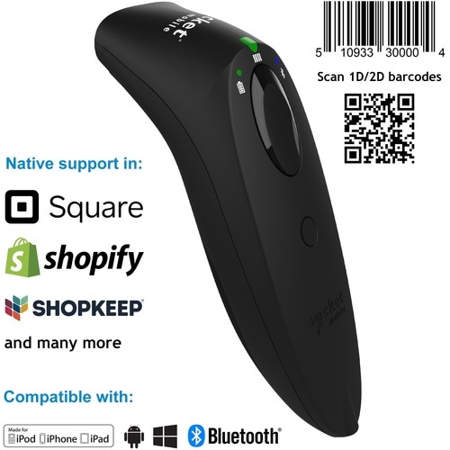 Socket Mobile SocketScan S740 Handheld Barcode Scanner - Wireless Connectivity - Black - 495.30 mm Scan Distance - 1D, 2D 