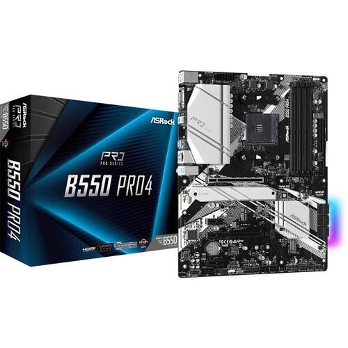 ASRock B550 Pro4 Desktop Motherboard - AMD B550 Chipset - Socket AM4 - ATX - 128 GB DDR4 SDRAM Maximum RAM - DIMM, UDIMM -