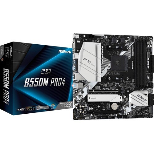 ASRock B550M Pro4 Desktop Motherboard - AMD Chipset - Socket AM4 - Micro ATX - 128 GB DDR4 SDRAM Maximum RAM - DIMM, UDIMM