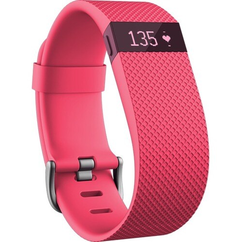 Fitbit ChargeHR Smart Band - Pink Body Color - Elastomer, Stainless Steel Body Material - Optical Heart Rate Sensor - Sile