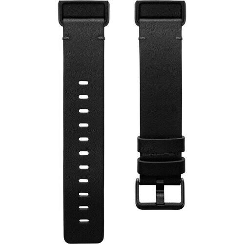 Fitbit Adjustable Smartwatch Band - Large (L) - Black - Leather, Aluminium