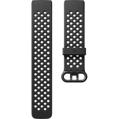 Fitbit Adjustable Smartwatch Band - Large (L) - Black - Silicone, Aluminium