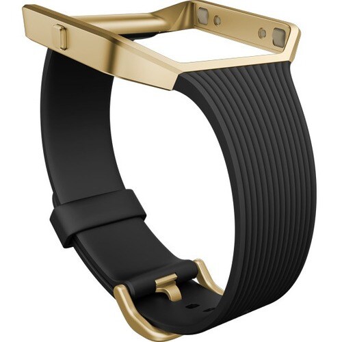 Fitbit Smartwatch Band - 40.1 mm Width Length - Black, Gold - Elastomer, Stainless Steel
