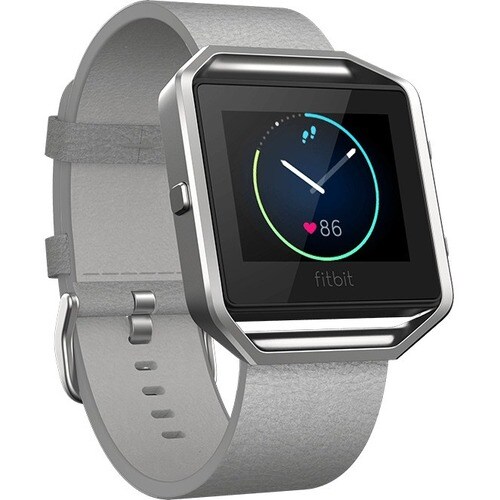 Fitbit Sleep/Activity Monitor Wristband - Mist Grey - Leather, Stainless Steel