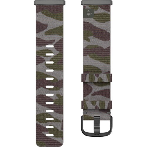 Fitbit Adjustable Smartwatch Band - Small (S) - Buckle Attachment - Camo - Woven, REPREVE, Plastic, Aluminium
