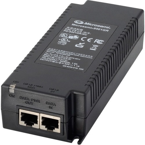 Microchip PD-9501GC PoE Injector - 120 V AC, 230 V AC Input - 55 V DC Output - 1 x Gigabit Ethernet Output Port(s) - 60 W