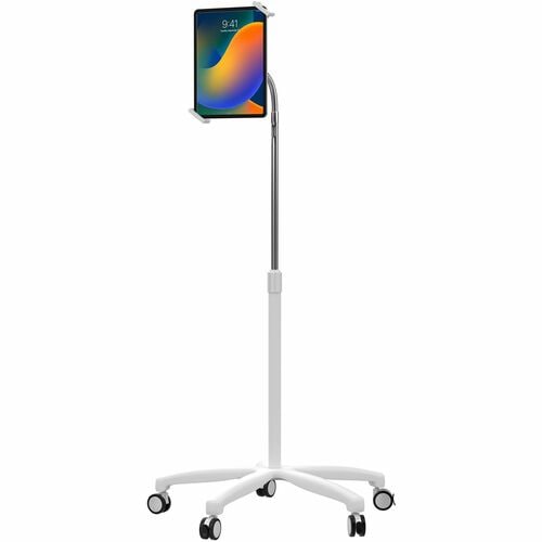 CTA Digital Heavy-Duty Medical Mobile Floor Stand for 7-13 Inch Tablets (White) - Up to 13" Screen Support - 65" Height - 