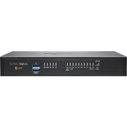 SonicWall TZ670 Network Security/Firewall Appliance - Intrusion Prevention - 8 Port - 1000Base-T, 10GBase-X - 10 Gigabit E