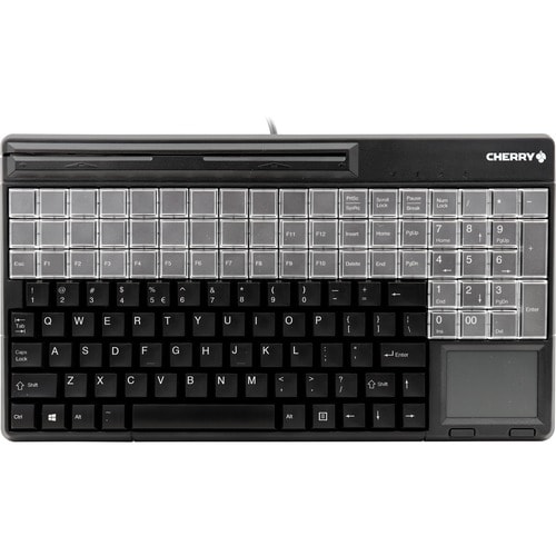 CHERRY SPOS (Small Point of Sale) Touchpad MSR Keyboard - 123 Keys - QWERTY Layout - 60 Relegendable Keys - Touchpad - Mag