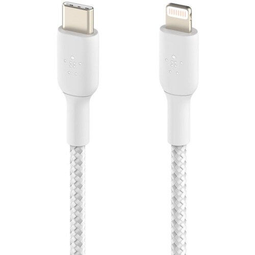 Belkin Braided USB-C to Lightning Cable (2m / 6.6ft, White) - 2.01 m Lightning/USB-C Data Transfer Cable for iPad, iPad Pr